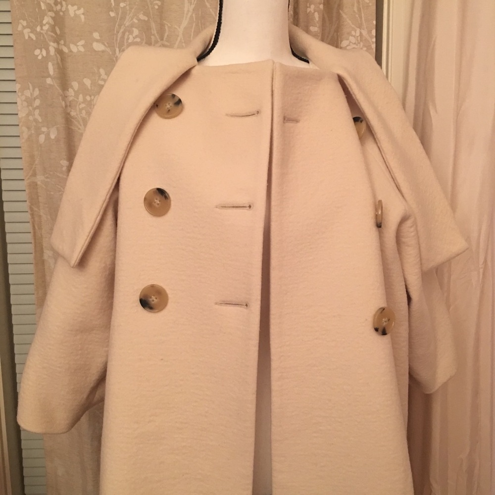 Theory cocoon Jackie o wool beige white wrap coat - Picture 7 of 8